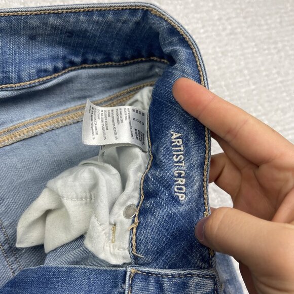 American Eagle Super Stretch Artist Crop Jeans Women’s Sz 12 Distressed Denim - Picture 6 of 13